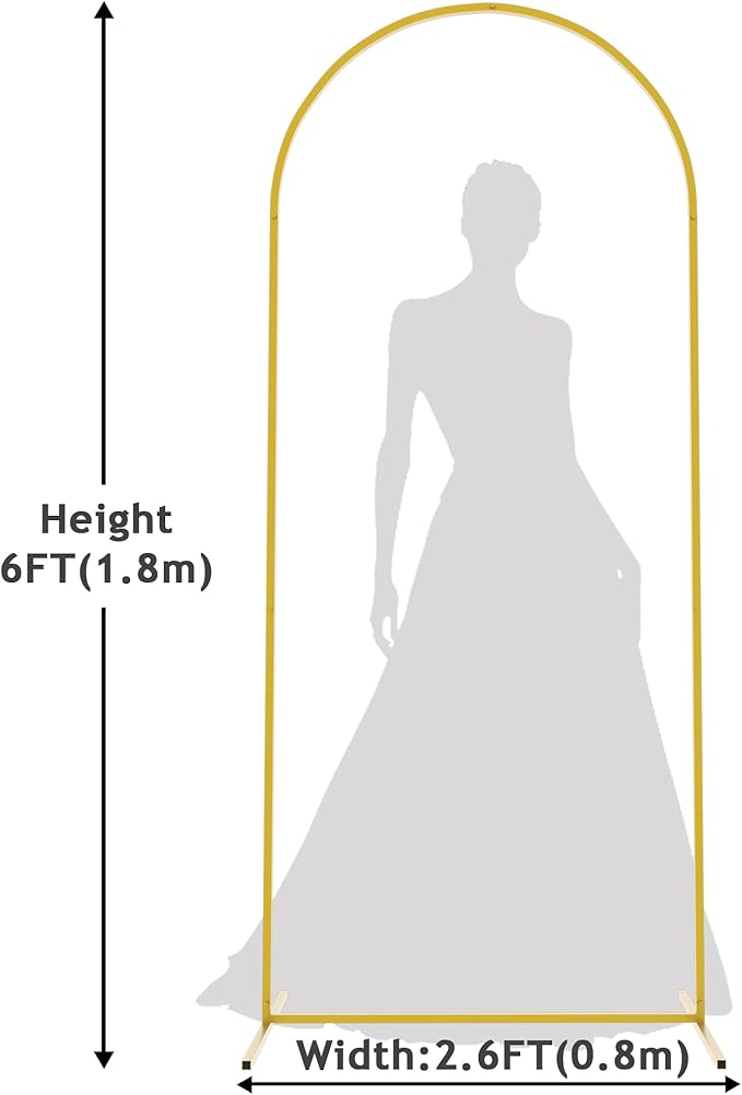 Asee'm 6FT Metal Arch Backdrop Stand Gold Arched Backdrop Frame for Wedding Party Ceremony Birthday Bridal Baby Shower Garden Floral Balloon Arch Decoration