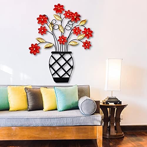 WTXRHW Metal Wall Art Metal Wall Decor Steel Decor - Wall Mount Plant Flower Pot Personalized 3D Metal Wall Decorative Vintage Hanging Art Style for Home Living Room Kitchen Bedroom (18.9 * 23.6in)