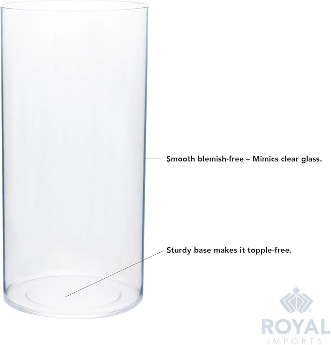 Royal Imports Flower Vase Acrylic Cylinder - Decorative Centerpiece for Home or Wedding - Non Breakable Plastic, 5"X8" Tall Round - Clear