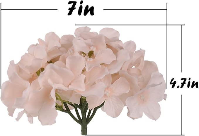 Flojery Silk Hydrangea Heads Artificial Flowers Heads with Stems for Home Wedding Decor,Pack of 10 (Blush)