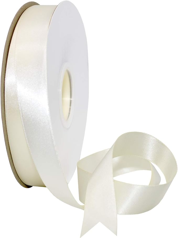 Morex Ribbon Double Face Satin Ribbon 7/8" X 50 YD Antique White Ribbon for Gift Wrapping, Birthday Gift Cards, Satin Dress for Women, Silk Ribbons for Crafts, Wedding Gifts for Couple