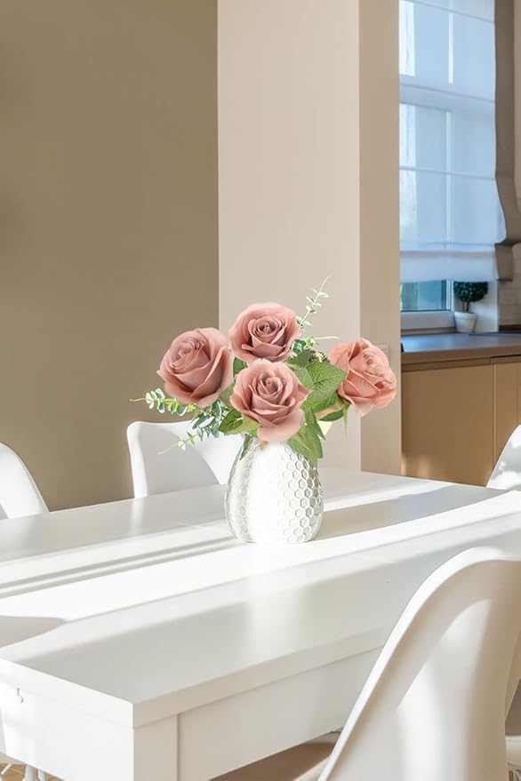 Artificial Rose Flower Artificial Flowers Flower with Long Stem Silk Roses Bouquet for Wedding Bridal Shower Party Home Decoration (Dusty Rose, 50 Pcs)