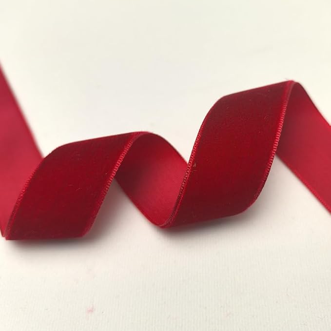 Chenkou Craft Christmas Red 25 Yards 1" Velvet Ribbon Lots Bulk (Red, 1"(25mm))