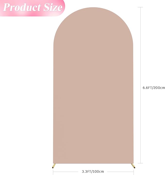 Wokceer 6.6FT Wedding Arch Cover Spandex Fitted Wedding Arch Stand Covers Round Top Chiara Arch Backdrop Cover for Birthday Party Ceremony Banquet Decoration Nude
