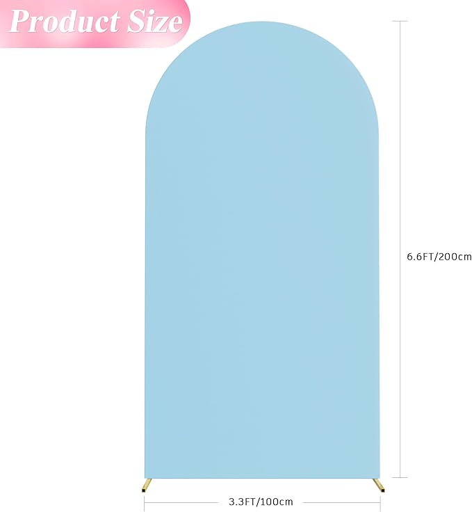 Wokceer 6.6FT Wedding Arch Cover Spandex Fitted Wedding Arch Stand Covers Round Top Chiara Arch Backdrop Cover for Birthday Party Ceremony Banquet Decoration Dusty Blue