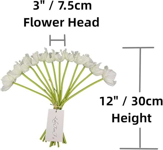 14Pcs Real Touch Anemone Poppy Bouquet for Artificial Flower Decor Kitchen Table Centerpiece Vase Home Greenery Wedding Holding Flowers Backdrop Arch Wall (White)