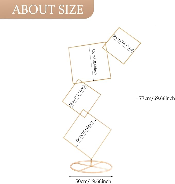 Gold Arch Backdrop Stand 5.8Ft Wedding Square Backdrop Stand, 4 Tier Floral Balloon Arch Stand for Wedding Centerpiece Baby Shower Birthday Ceremony Background Decoration