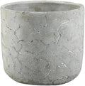 Serene Spaces Living CrackleStone Rustic Cement Vase, Decorative Planter with Cracked Texture, Perfect for Succulents, Small Plants, or Floral Arrangements, 7" Diameter & 6" Tall