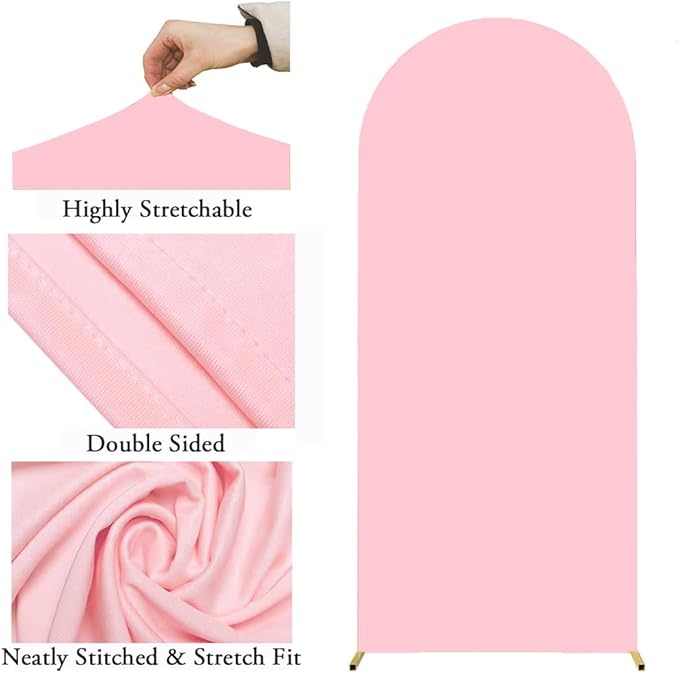 Pink 6FT Spandex Arch Backdrop Cover, Included Components for Wedding, Party Celebration Decoration