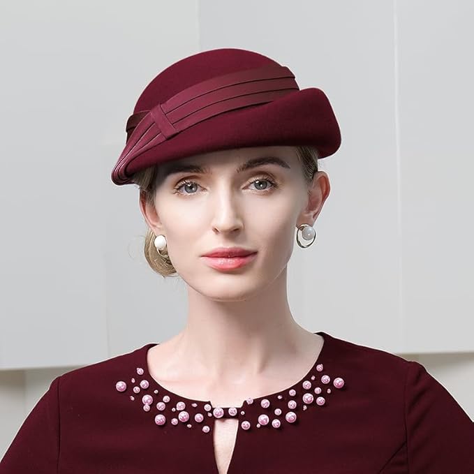Women Wool Felt Ribbon French Fashion Vintage Millinery Beret Hats Top Cap Ladies Party Wedding Fedoras Chapeau