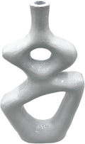 12 Inch Tall Decorative Handmade Aluminum Gourd Flower Vase in White