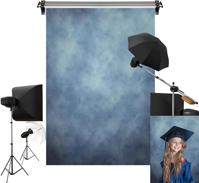 Kate 5x7ft/1.5m(W) x2.2m(H) Blue Headshot Background Blue Texture Portrait Photography Microfiber Backdrop Photo Studio Props