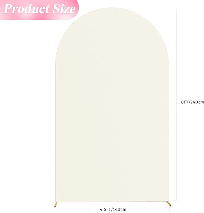Wokceer Wedding Arch Cover 8FT Spandex Fitted Wedding Arch Stand Covers Round Top Chiara Arch Backdrop Cover for Birthday Party Ceremony Banquet Decoration Ivory