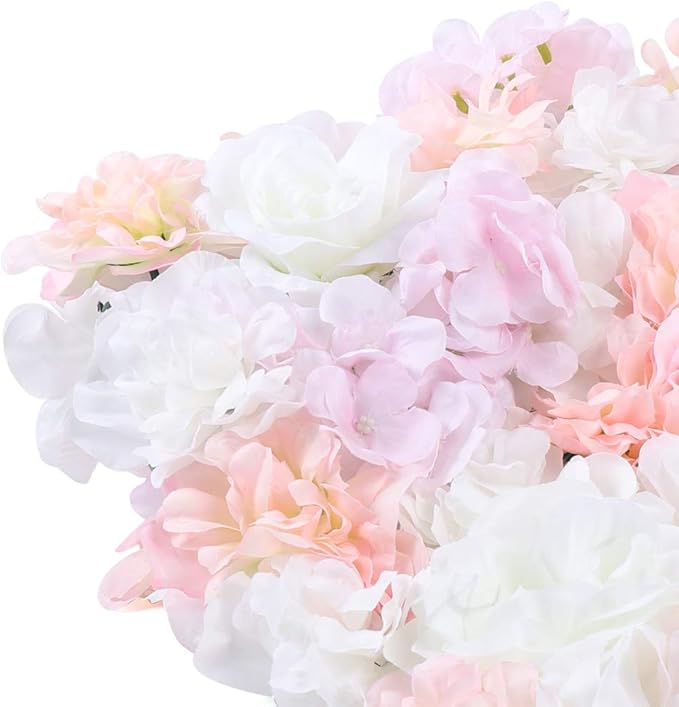 20 PCS Artificial Flower Wall Panel,Each Panel 24" x 16"3D Silk Rose Hydrangea Floral Backdrop,Handmade Eco-Friendly Flower Wall Photo Backdrop Decor (type4)