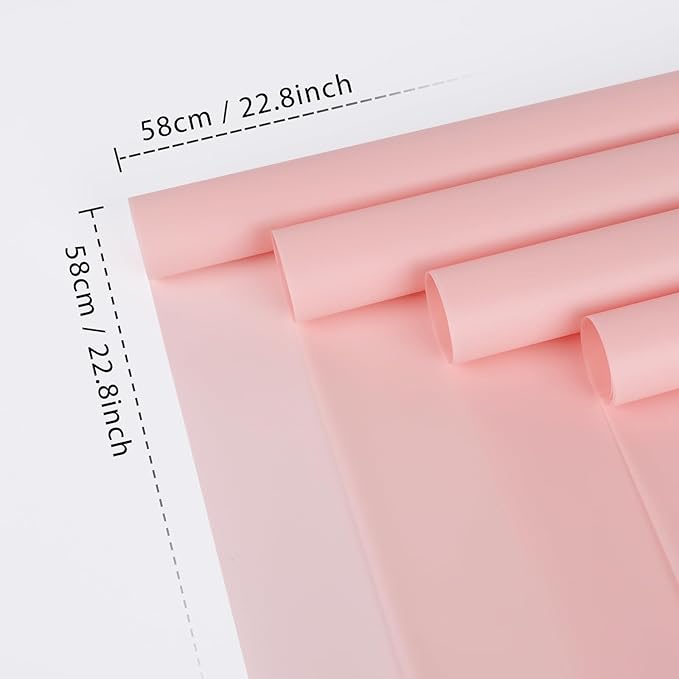 FUHITIM 20 Sheets Flower Wrapping Paper -Waterproof Floral Bouquet Wrapping Paper Used for DIY Crafts, Gift Packaging, Florist Supplies Packaging Paper for Wedding Birthday Gift (Misty Light Pink)