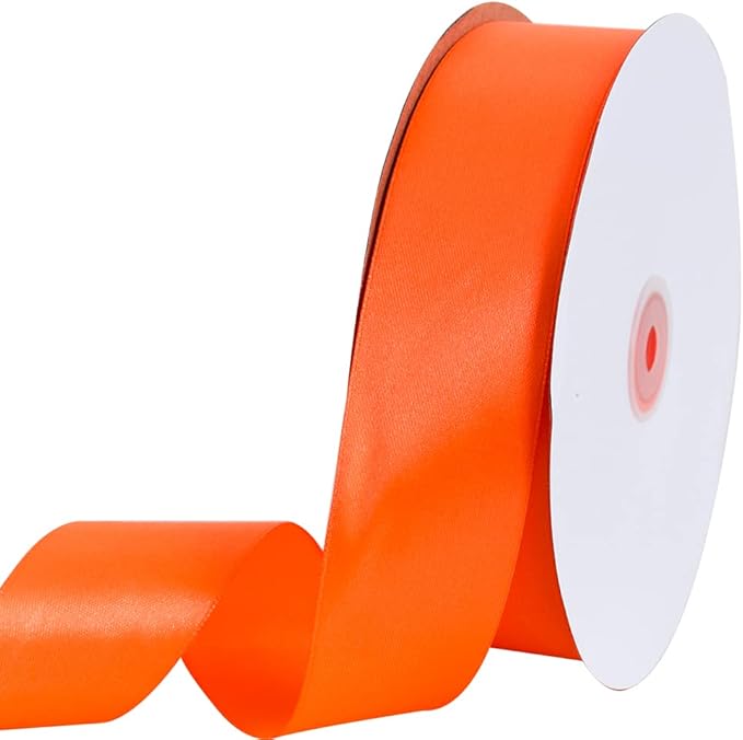 TONIFUL 1-1/2 Inch (40mm) x 100 Yard Orange Wide Satin Ribbon Solid Fabric Ribbon for Gift Wrapping Chair Sash Valentine's Day Wedding Birthday Party Decoration Floral Thanksgiving Halloween