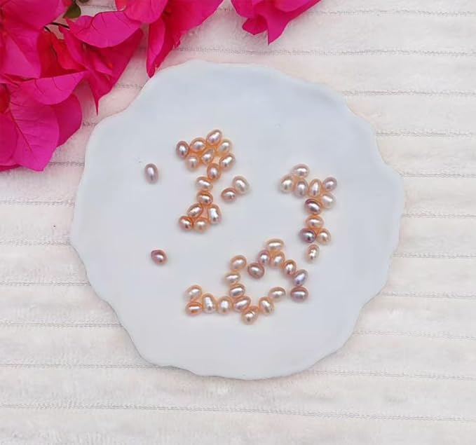 50 Pcs Freshwater Pearl for Jewelry Making AAA 6-7mm No Hole Natural Freshwater Pearls Oval Pearl Beads Loose Gemstone Bead Crafts Gift for Women,DIY Gifts.