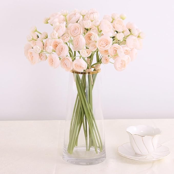 Ranunculus Artificial Flower, 24Pcs Faux Silk Mini Ranunculus Flowers Bulk Fake Wedding Filler Flowers for DIY Bouquet Centerpieces Arrangements Bridal Shower Decorations