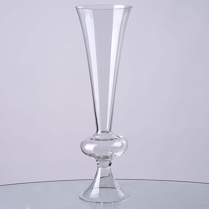Efavormart Pack of 4-15" Reversible Crystal Ball Trumpet Glass Vase