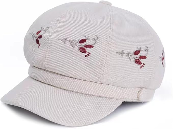 Women Retro Classic Visor Newsboy Cabbie Cap Beret Hats with Flower Buckle for Woman Ladies