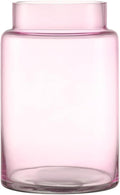 Large Glass Vase, 9 Inch Flower Vase, Glass Flower Vase for Bouquet, Wide Mouth Vase for Flowers, Pink Tall Vases, Large Vases for Home, Wedding, Living Room, Office Decor