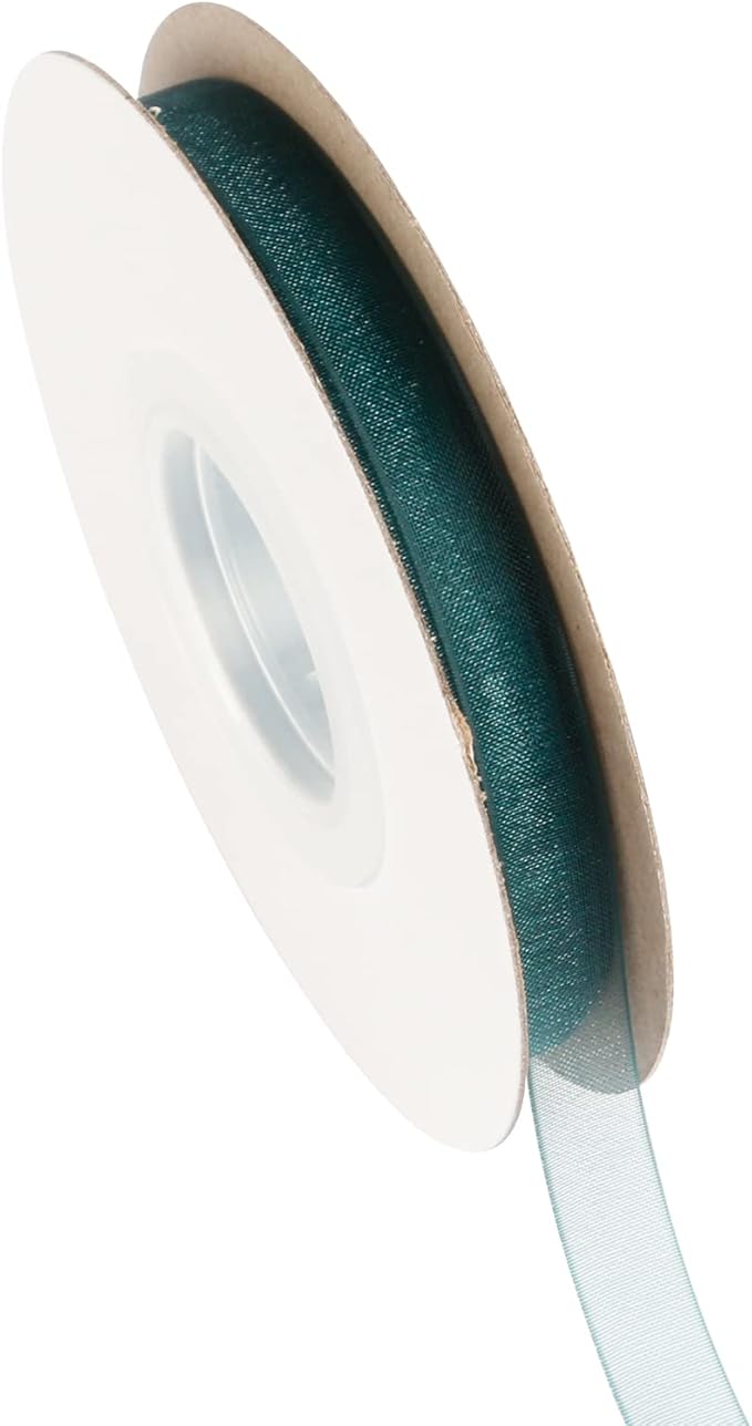 3/8 Inch Teal Shimmer Sheer Organza Ribbon Sheer Chiffon Ribbon 50 Yards-Roll Multiple Colors Available for Gift Wrapping Wedding Events Christmas Décor