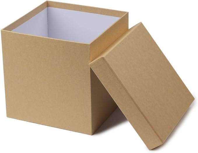Briful Square Gift Boxes with Lids Set of 3 Brown Gift Box Assorted Sizes Nesting Gift Boxes for Presents Birthday Bridesmaid Wedding Valentines Christmas Party Favor Boxes