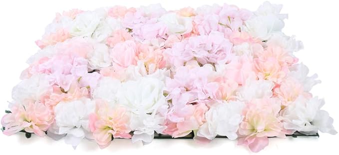 16"x 24" Artificial Flower Wall Panels,Flower Wall Mat Silk Flower Panels for Outdoor Garden Backyard Fence Fence Privacy Screen and Indoor Wall Decor (12Pcs Light Pink)