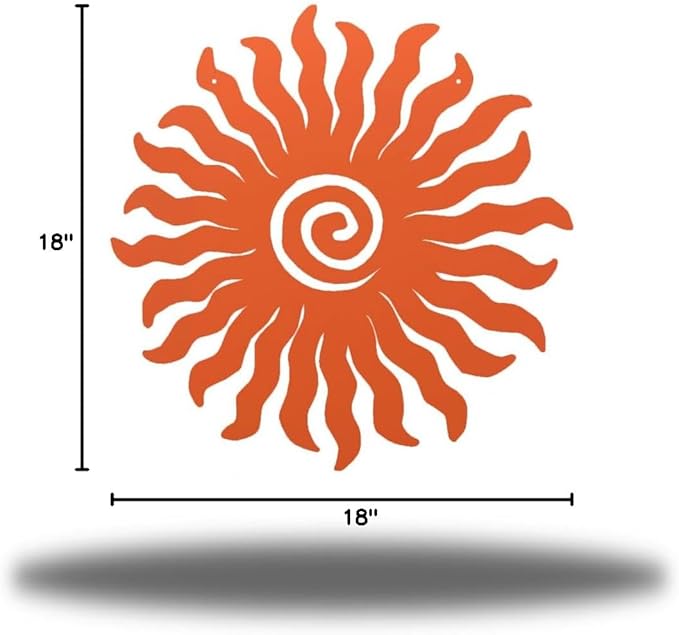 Riverside Designs Sunburst Metal Wall Art Steel Outdoor Decor - Heavy-Duty and Waterproof - Made in USA (18", Coral)