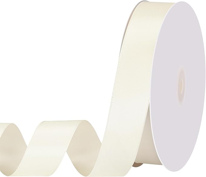 Double Faced Ivory Satin Ribbon 1 inch 60 Yards Cream Ribbon for Crafts Hair Bows Gift Wrapping Wedding Invitation Decorations