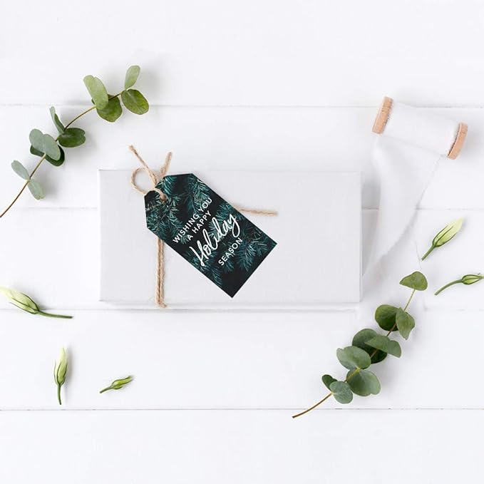 Andaz Press Christmas Holiday Season Classic Gift Tags, Merry Christmas to from and Wishing You A Happy Holiday Season, Christmas Tree Branch Design, for Holiday Events, Parties, and Favors, 60-Pack