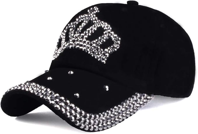 Gudessly Bling Women Baseball Cap Flower Snapback Rhinestone Sun Hats Adjustable Denim Jeans Hat