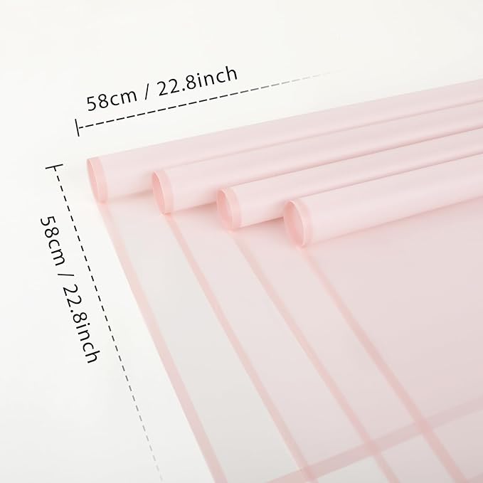FUHITIM 20 Sheets Flower Wrapping Paper - Waterproof Floral Bouquet Packaging Paper for DIY Crafts，Florist Supplies Packaging Paper for Wedding Birthday Gift (Translucent Light Pink)