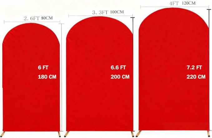 Red 7.2 FT Arch Backdrop Cover, Chiara Backdrop Covers, Red Arch Cover for Christmas Birthday Wedding Party Decoration