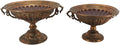 Zaer Ltd. Set of Metal Urn Vase Planters in Antique Finish and Classical Vintage Designs (Arenas Gold)