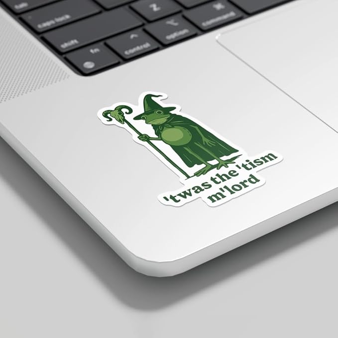 HANDICHI Design 5-Pack 3 Inch ’TWAS The ’Tism M’Lord Stickers – Funny Wizard Frog Meme Vinyl Decals – Neurodivergent Stickers Pack for Laptops, Water Bottles, Journals and Scrapbooks