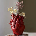 Heart Vase, Gothic Anatomical Resin Flower Pot Desktop, Human Heart Organ Shape for Dried Flower Arrangement on The Dining Table、Desktop Living Room Decoration (Red)
