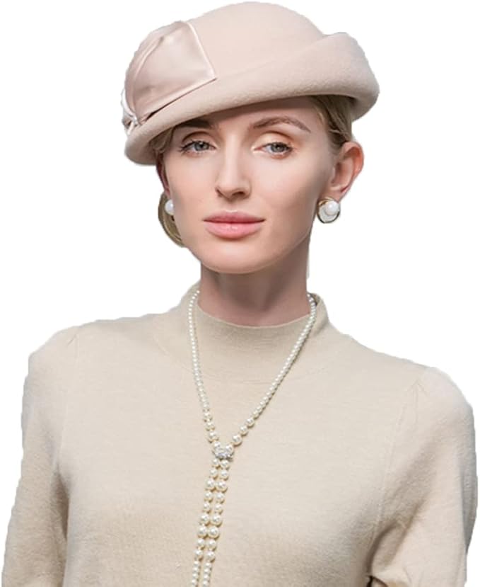 Women Wool Felt Ribbon French Fashion Vintage Millinery Beret Hats Top Cap Ladies Party Wedding Fedoras Chapeau