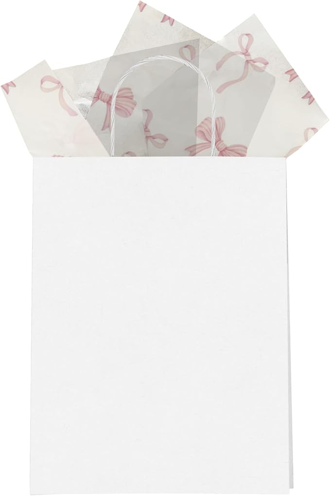 Pro Supply Global Pink Bows Printed Tissue Paper for Valentine's Day Gift Bags or Boxes and Wrapping - Bulk Decorative Art Tissue Paper for Packaging and Gifting | 24 Sheets 20" x 30"