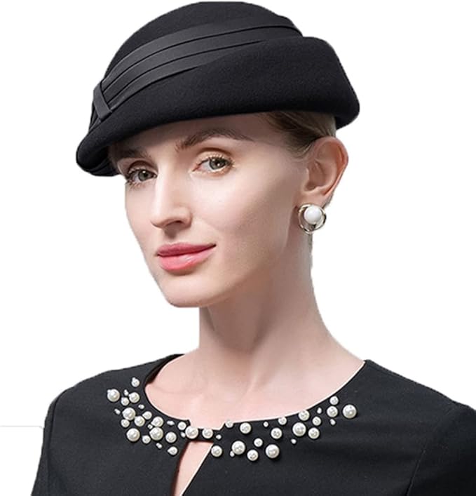 Women Wool Felt Ribbon French Fashion Vintage Millinery Beret Hats Top Cap Ladies Party Wedding Fedoras Chapeau
