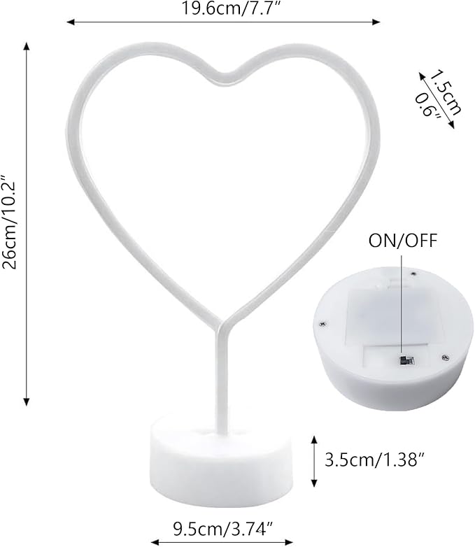 BHCLIGHT 1PK Pink & 1PK Red Heart Neon Sign, Valentines Day LED Neon Light Battery Operated or USB Powered Valentines Heart Lights, Table Lamp for Galentines Day Decorations, Gifts for Women, Lover.