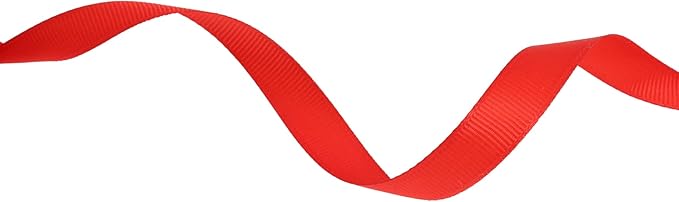 Solid Grosgrain Ribbon 25 Yard Each Roll 100% Polyester Woven Edge (1/2", Red)