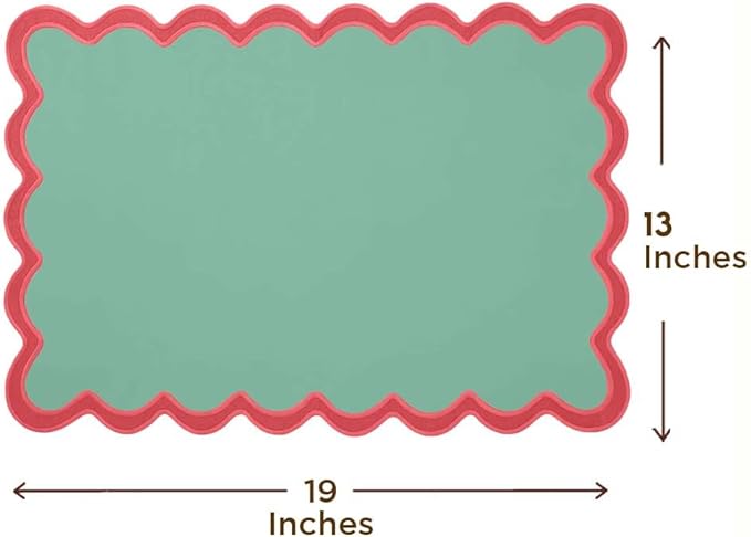 Folkulture Christmas Placemats | Set of 4, 13 x 19 Inches 100% Cotton Boho Place Mats or Heat Resistant Table Mats | Red Placemat or Green Table Place Mats | Christmas Table Decorations