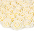 Artificial Rose Flower Heads, 100pcs Cream Yellow Roses Artificial Flower Foam Rose for DIY Wedding Bouquets Centerpieces Arrangements Party Baby Shower Home Decor (Stemless,Cream Yellow)