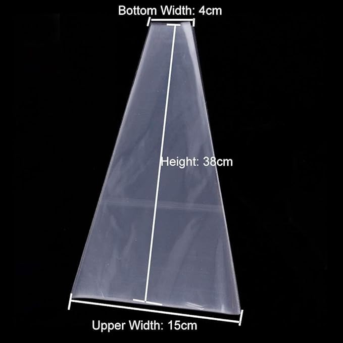 WLngtv 100 Pcs Clear Plastic Flower Bouquet Sleeve Bags, Sleeve Transparent Cellophane Bags Rose Packaging Gift Wrap Cellophane for Valentine's Day
