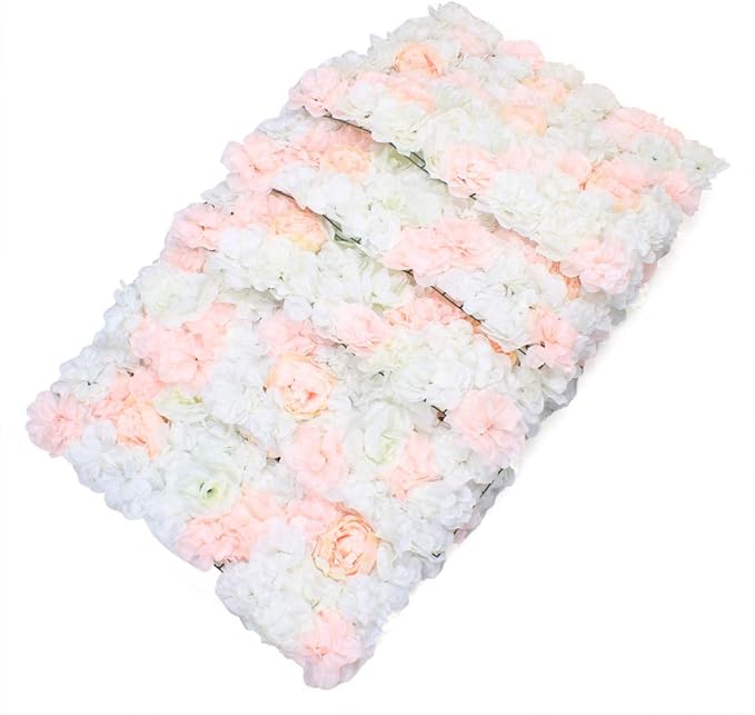 Eapmic 5Pcs 23.62"x 15.74" Artificial Flower Wall Panels,Flower Wall Mat Silk Flower Panels for Outdoor Garden Backyard Fence Fence Privacy Screen and Indoor Wall Decor(Pale Pinkish Grey)