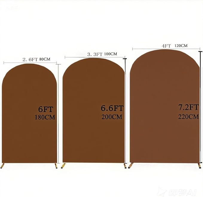 6.6 FT Brown Arch Backdrop Cover, Chocolate Chiara Backdrop Cover, Wedding Arch Cover, Arch Backdrops Stand Cover for Birthday Wedding Photography