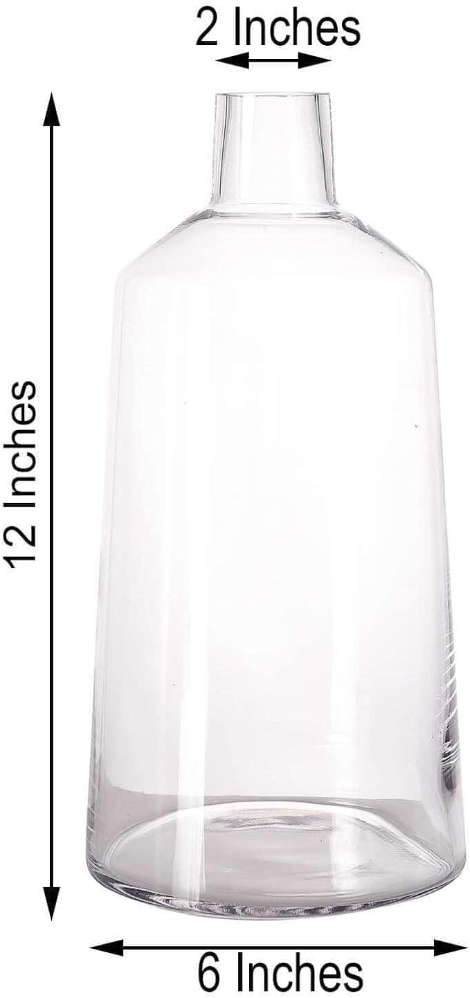 Efavormart 2 Pack 12" Tapered Neck Clear Glass Flower Vase Centerpieces