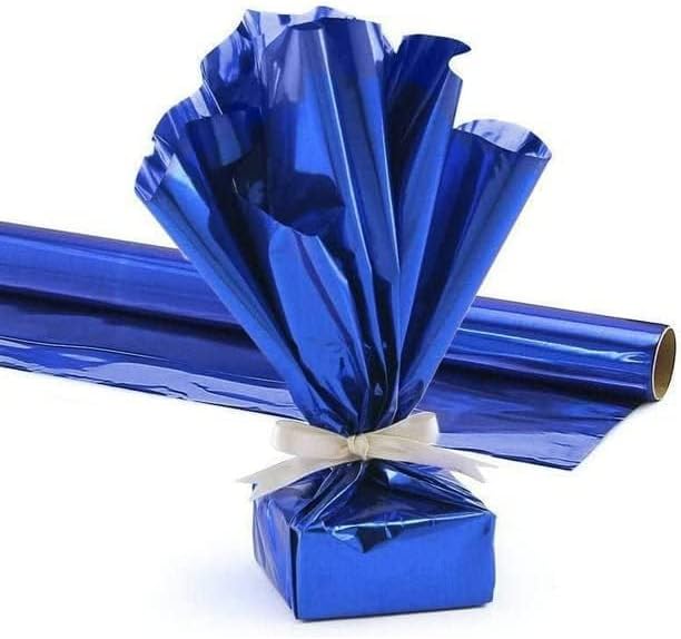 PMU Gift Wrap Mylar Roll Metallic Royal Blue 2-sided, 48 Inches X 100 Ft Roll 1.4 Mil Highly Reflective Mylar Film, Great for Gifts, Birthdays, Christmas, Baskets, Arts & Crafts