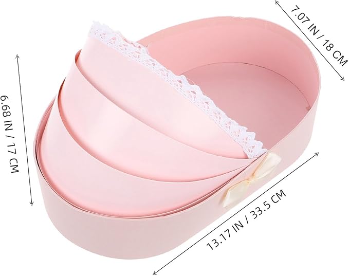 KOMBIUDA Valentine Day Bouquet Packaging Box Pink Floral Cradle Shape Box Half-open Design for Flower Arrangements Shower Anniversary Wedding